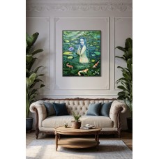 Mavka, the Little Mermaid. Oil painting on canvas 100 * 120 cm, original, artist Marina Stognieva. Ukrainian folklore